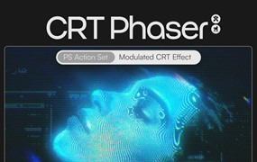 复古未来派CRT毛刺故障信号失真发光动态艺术PS动作特效模板 CRT Phaser