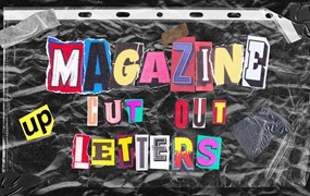 LAYER LAB 1000个复古拼贴艺术杂志手工剪裁字母数字符号单词PNG+动画素材包 COLLAGE LETTERS ANIMATIONS