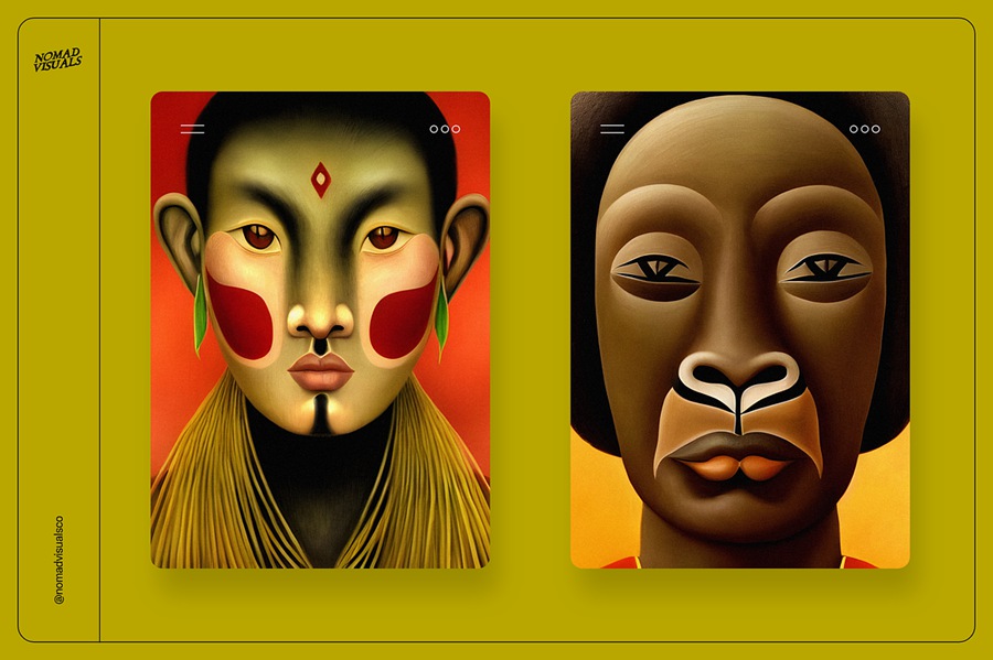 100款高质量古代原始部落土著少数民族人物半身肖像插画图片素材 Portraits Vol.04 图片素材 第2张