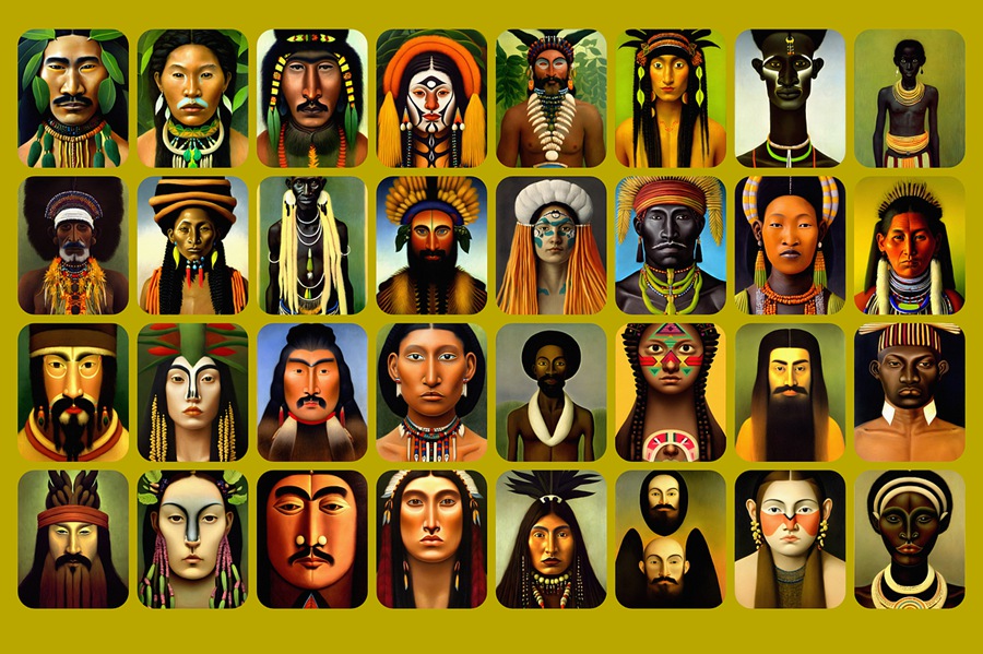 100款高质量古代原始部落土著少数民族人物半身肖像插画图片素材 Portraits Vol.04 图片素材 第11张