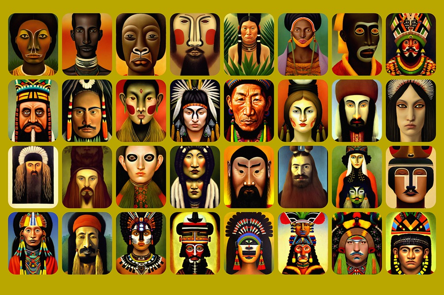 100款高质量古代原始部落土著少数民族人物半身肖像插画图片素材 Portraits Vol.04 图片素材 第12张