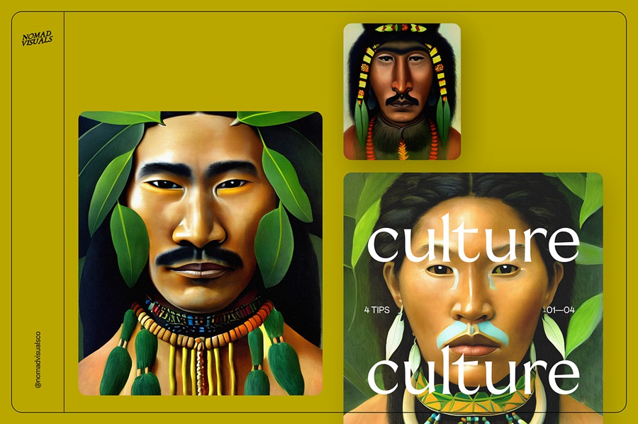 100款高质量古代原始部落土著少数民族人物半身肖像插画图片素材 Portraits Vol.04 图片素材 第19张