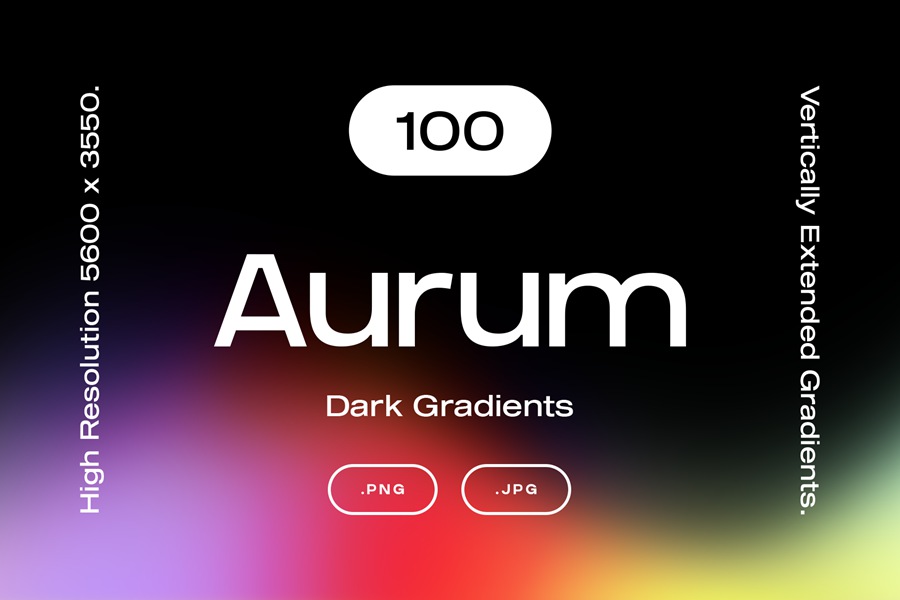 潮流弥散渐变光晕未来科技感噪点肌理背景素材 100 Aurum Dark Gradients Collection 图片素材 第1张