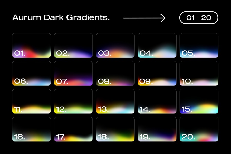 潮流弥散渐变光晕未来科技感噪点肌理背景素材 100 Aurum Dark Gradients Collection 图片素材 第2张