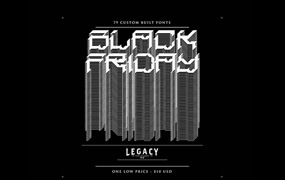 79款赛博朋克未来派科技机能运动标题logo排版西文装饰无衬线抽象字体套装Legacy Of Defeat – Black Friday Bundle (79 Fonts)