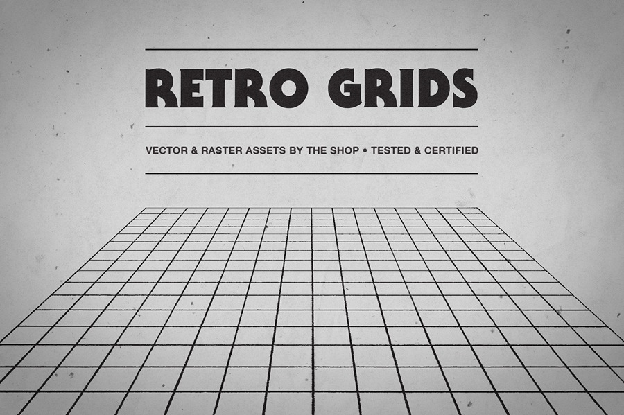 上世纪80年代复古蒸汽波扭曲网格设计装饰元素合集 Retro grids 图片素材 第13张