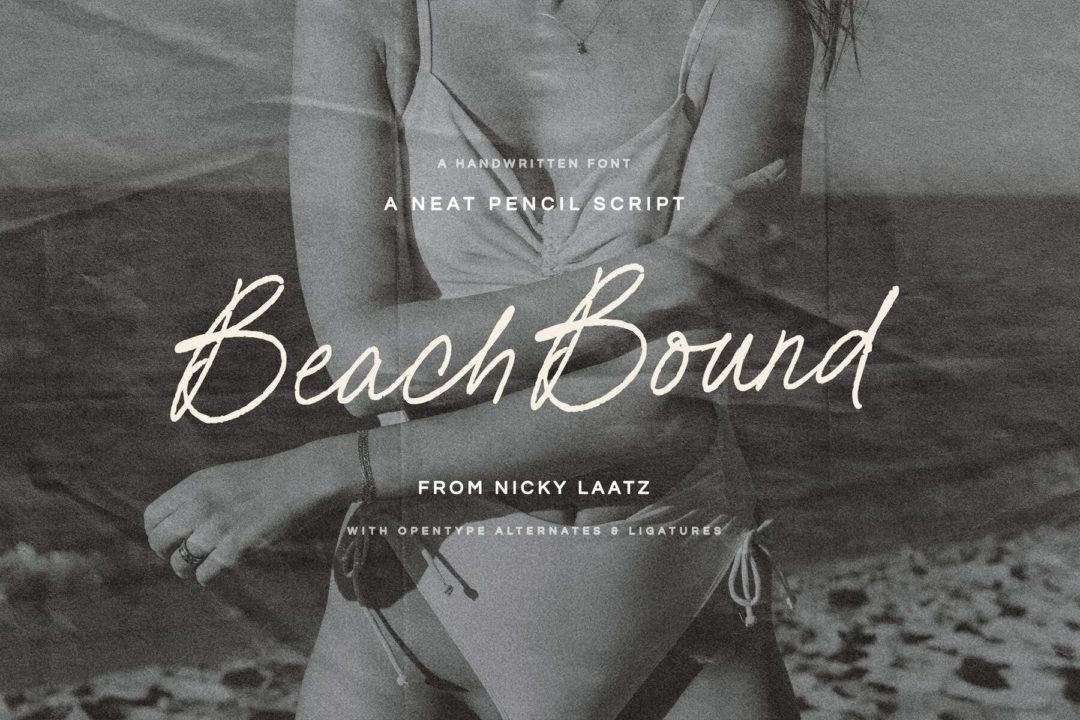 时尚优雅女性化手写铅笔签名包装品牌设计PSAI英文字体安装包 Beach Bound Script Typeface 设计素材 第1张