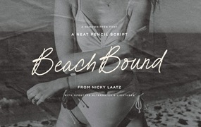 时尚优雅女性化手写铅笔签名包装品牌设计PSAI英文字体安装包 Beach Bound Script Typeface