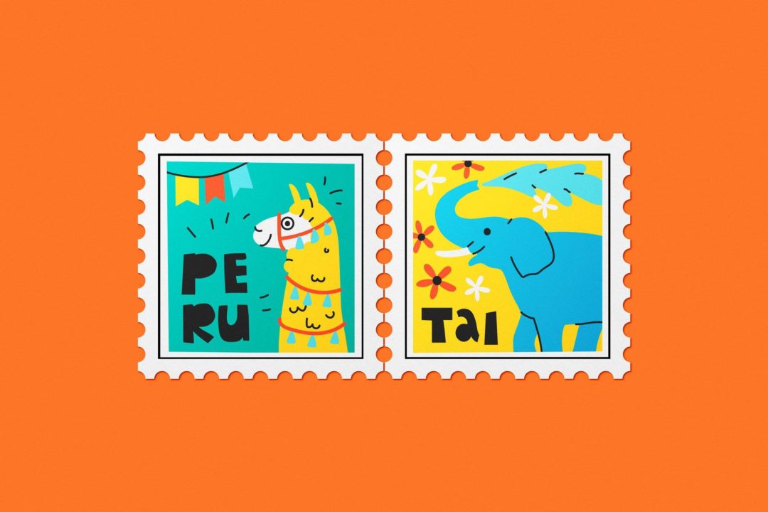 5款方形邮票印花图案设计展示效果图PS智能贴图样机模板素材 Square Stamps Mockup Set 样机素材 第3张