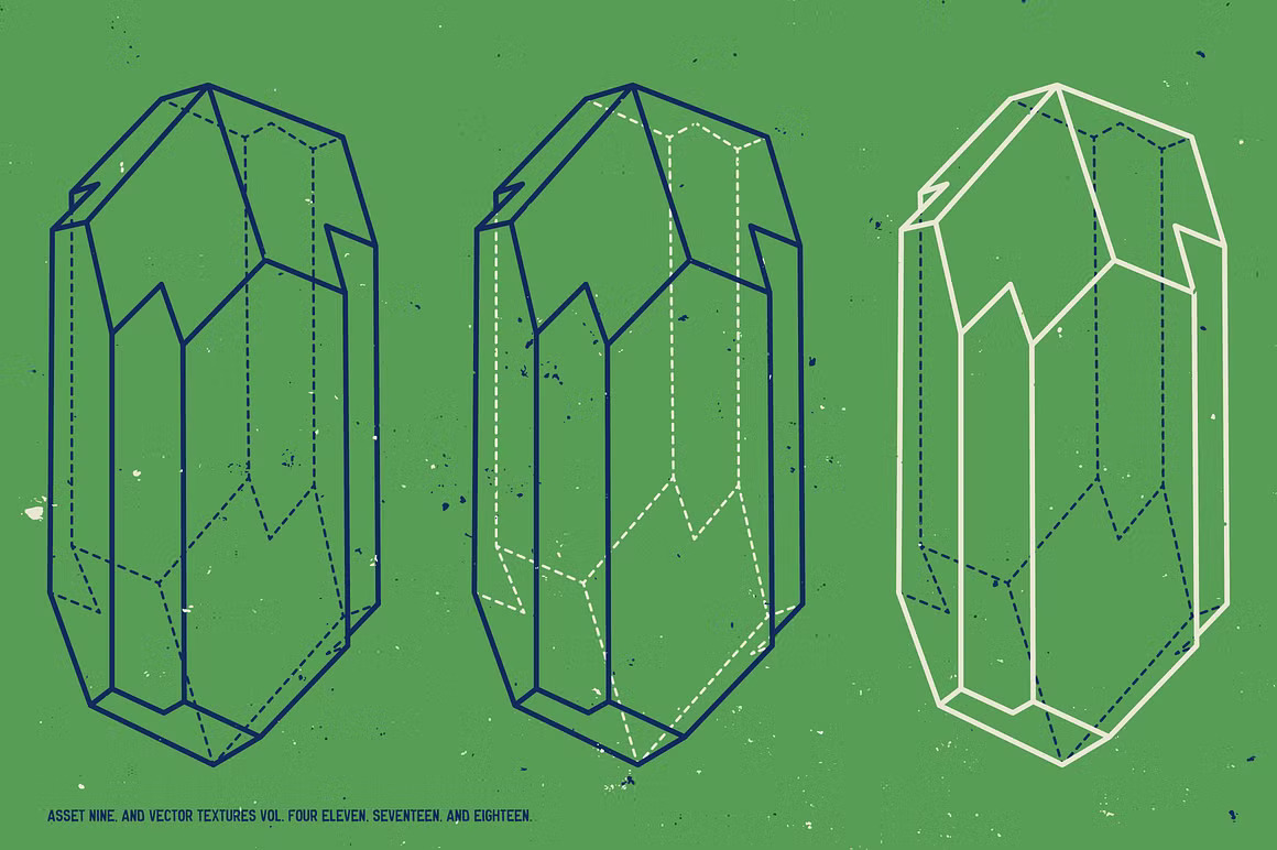 古老宝石矿物学水晶线稿矢量插图素材 Crystal diagrams vol. 01 图片素材 第6张