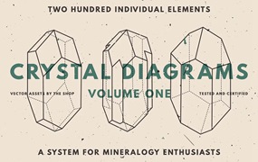 古老宝石矿物学水晶线稿矢量插图素材 Crystal diagrams vol. 01