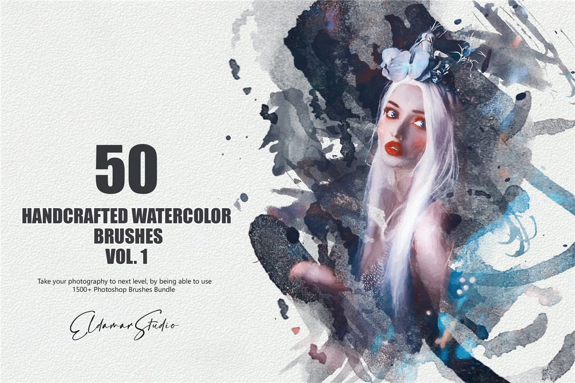 445个新潮大胆中国风绘画飞溅水彩笔触美感海报封面PS笔刷 Handcrafted Watercolor Brushes 笔刷资源 第6张