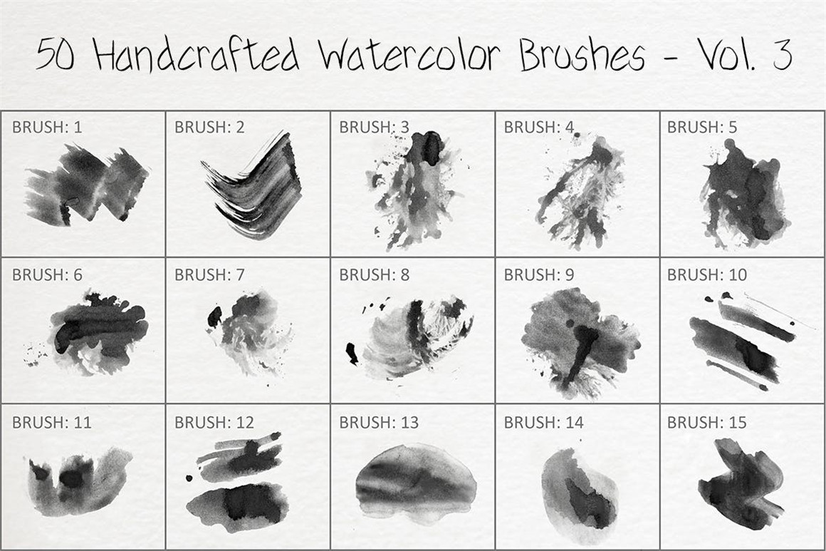 445个新潮大胆中国风绘画飞溅水彩笔触美感海报封面PS笔刷 Handcrafted Watercolor Brushes 笔刷资源 第11张