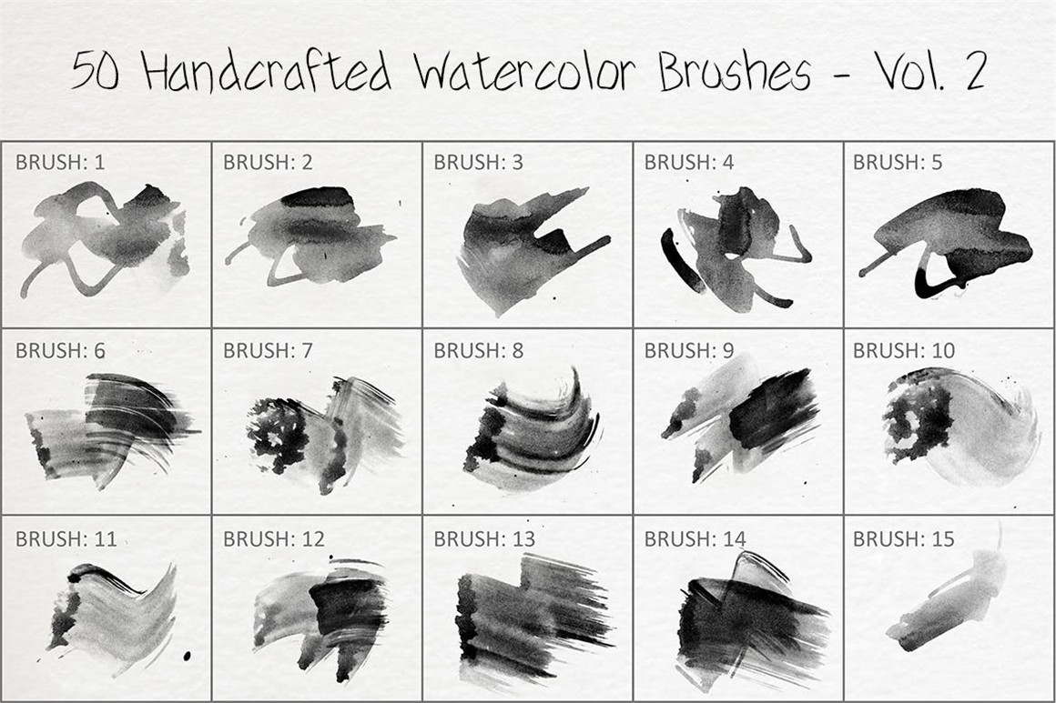 445个新潮大胆中国风绘画飞溅水彩笔触美感海报封面PS笔刷 Handcrafted Watercolor Brushes 笔刷资源 第14张