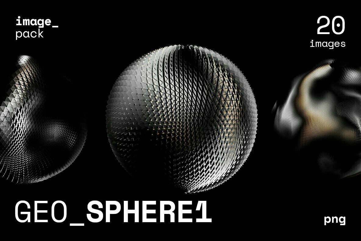 Codetoform 20个高分辨率未来主义酷黑3D抽象液态几何球体背景PNG素材包 GEO_SPHERE1 Image Pack 图片素材 第1张