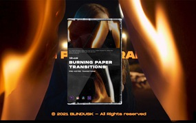 Blindusk 独特真实纸燃烧火焰刻录转场过渡胶片纹理4K视频+音效素材 BURNING PAPER TRANSITIONS