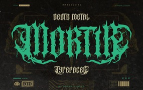 时尚死亡金属音乐会海报品牌徽标设计装饰英文字体安装包 Mortir