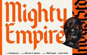 时尚复古品牌海报徽标设计无衬线英文字体安装包 Mighty Empire – Modern Blackletter