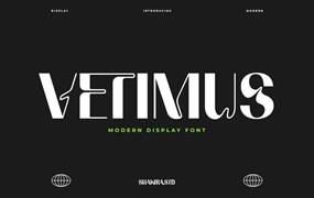 现代时尚曲线美学抽象艺术文创海报封面标题装饰PSAI英文字体包 Vetimus Font