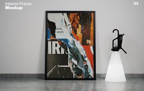 时尚逼真海报艺术品挂画设计展示贴图PSD相框画框效果图样机模板素材 Interior Frame Mockup