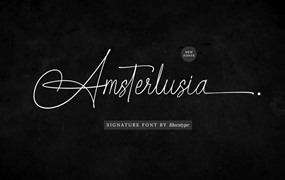 现代优雅魅力品牌徽标LOGO邀请函标题设计手写书法签名英文字体安装包 Amsterlusia – Signature Fonts