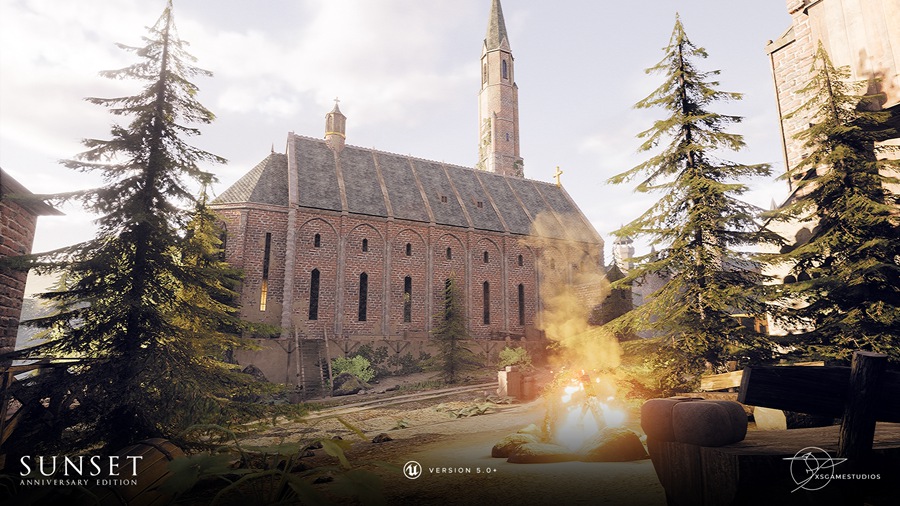 UE素材 日落场景中世纪砖砌城堡建筑教堂房屋3D模型素材 Unreal Engine – Sunset – Modular Medieval Brick Buildings 样机素材 第3张