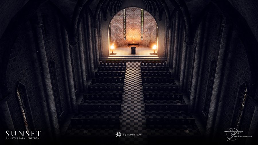 UE素材 日落场景中世纪砖砌城堡建筑教堂房屋3D模型素材 Unreal Engine – Sunset – Modular Medieval Brick Buildings 样机素材 第4张