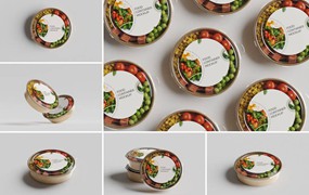 6款逼真食品美食外卖包装盒容器设计Ps展示贴图效果图样机模板 Food Container Mockup