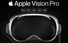 高级苹果头戴式显示设备VR眼镜3D插图图标Icons设计Blender/PNG/FBX格式素材 Apple Vision Pro
