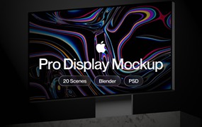 20款高级苹果Pro Display XDR电脑显示器演示效果图贴图样机Ps/Blender模板素材 Apple Pro Display XDR Mockup