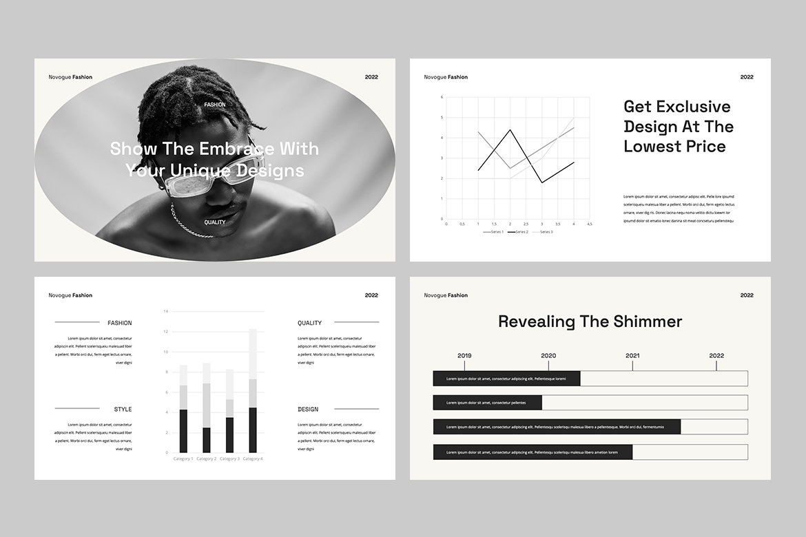 复古美学时尚艺术极简年终报告作品集项目规划PPT/Keynote/Google Slide幻灯片模板 NOVOGUE – Fashion Brand Powerpoint , 第4张