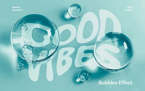 视觉冲击水滴气泡装饰标题文本LOGO设计PS特效样机样式模板素材 Bubbles Text & Logo Effect