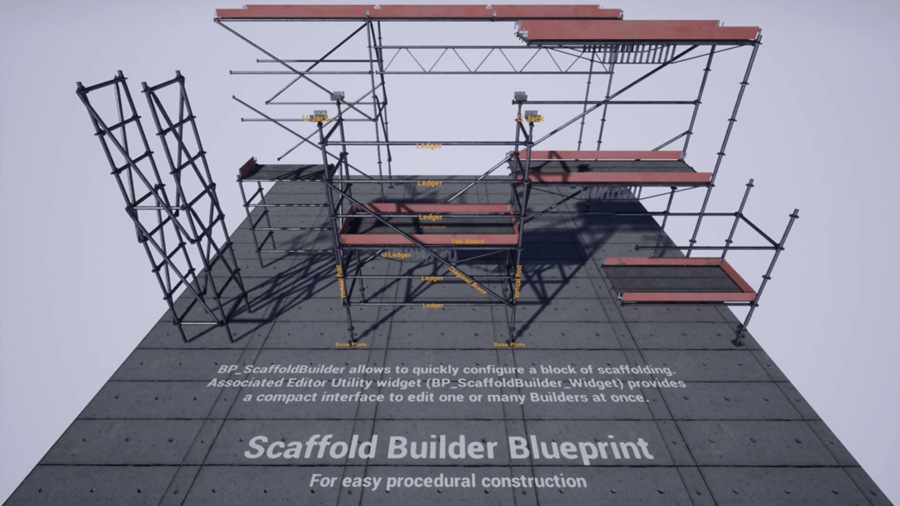 UE模型 建筑工地脚手架围挡场景3D模型 Unreal Engine – Modular Procedural Scaffold System v4.24 样机素材 第13张