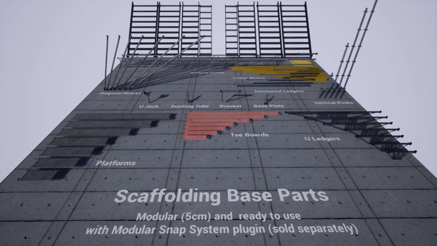 UE模型 建筑工地脚手架围挡场景3D模型 Unreal Engine – Modular Procedural Scaffold System v4.24 样机素材 第12张