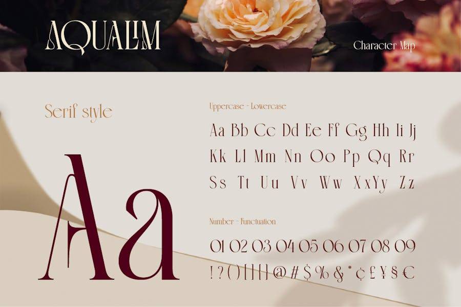 优雅美学杂志海报徽标婚礼设计衬线英文字体安装包 Aqualim Signature 设计素材 第9张