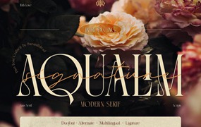 优雅美学杂志海报徽标婚礼设计衬线英文字体安装包 Aqualim Signature