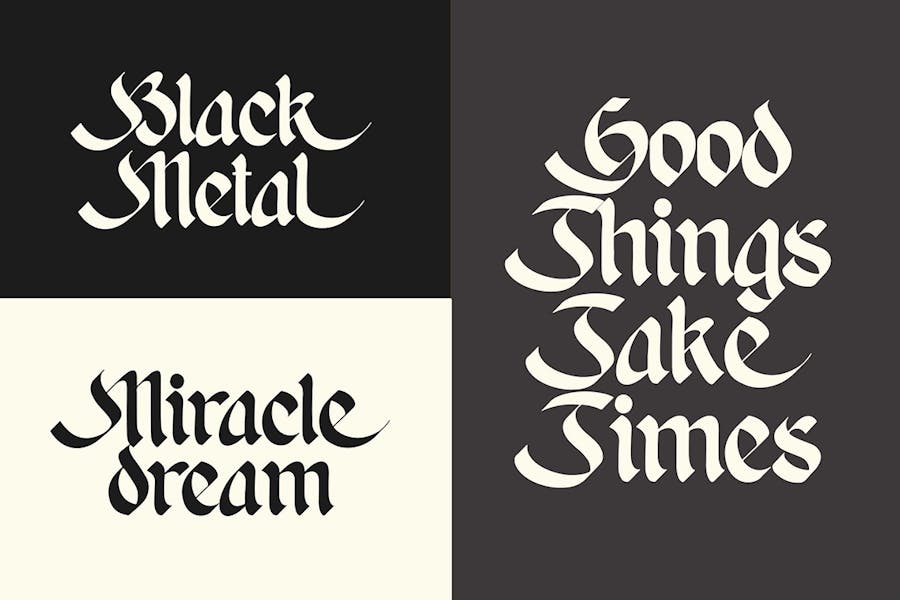 优雅哥特式品牌海报徽标设计装饰英文字体安装包 Vesgard a Gothic Blackletter Font 设计素材 第8张