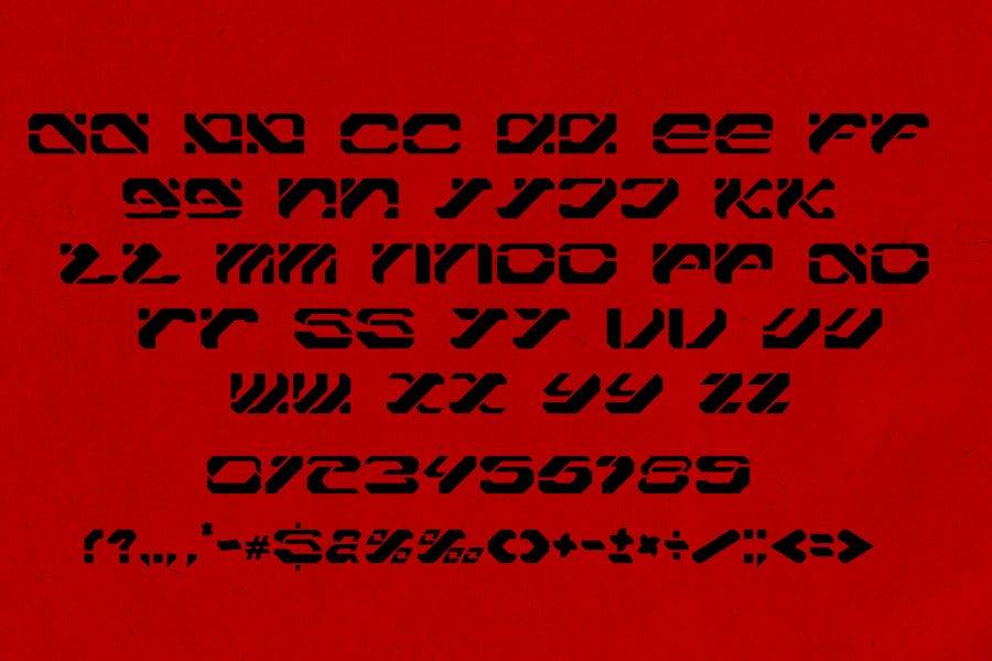 时尚复古赛博朋克品牌服装徽标设计Y2k装饰英文字体安装包 Trust Blood Typeface Y2k Tech Font 设计素材 第8张