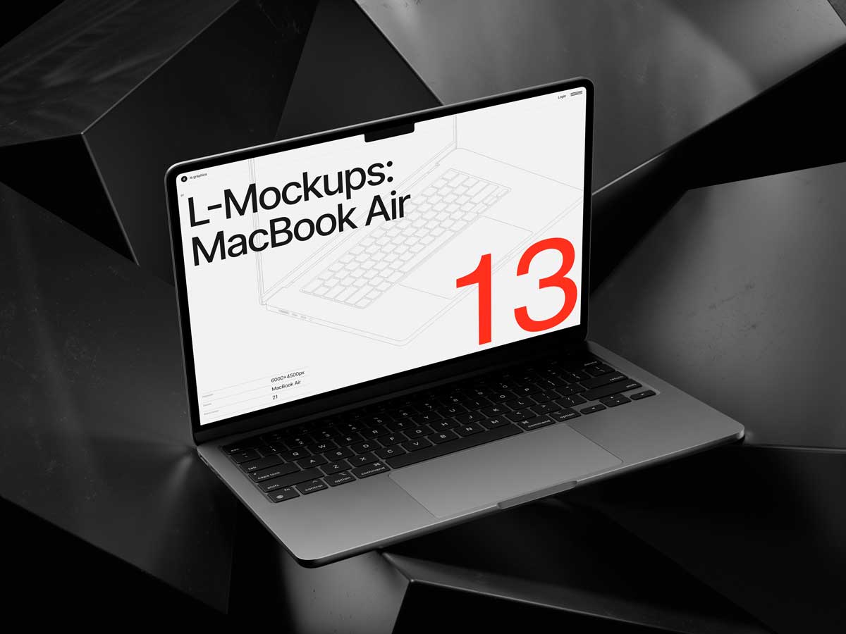 16款暗黑工业风苹果MacBook Air笔记本电脑屏幕演示效果图PS贴图样机模板 L-Mockups: MacBook Air 样机素材 第12张