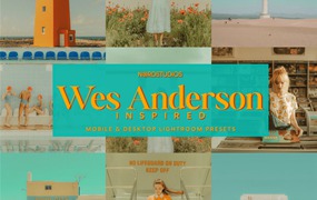 韦斯·安德森风格复古大胆饱和色彩电影美学LR调色预设包 'WES ANDERSON - INSPIRED' LIGHTROOM PRESETS PACK