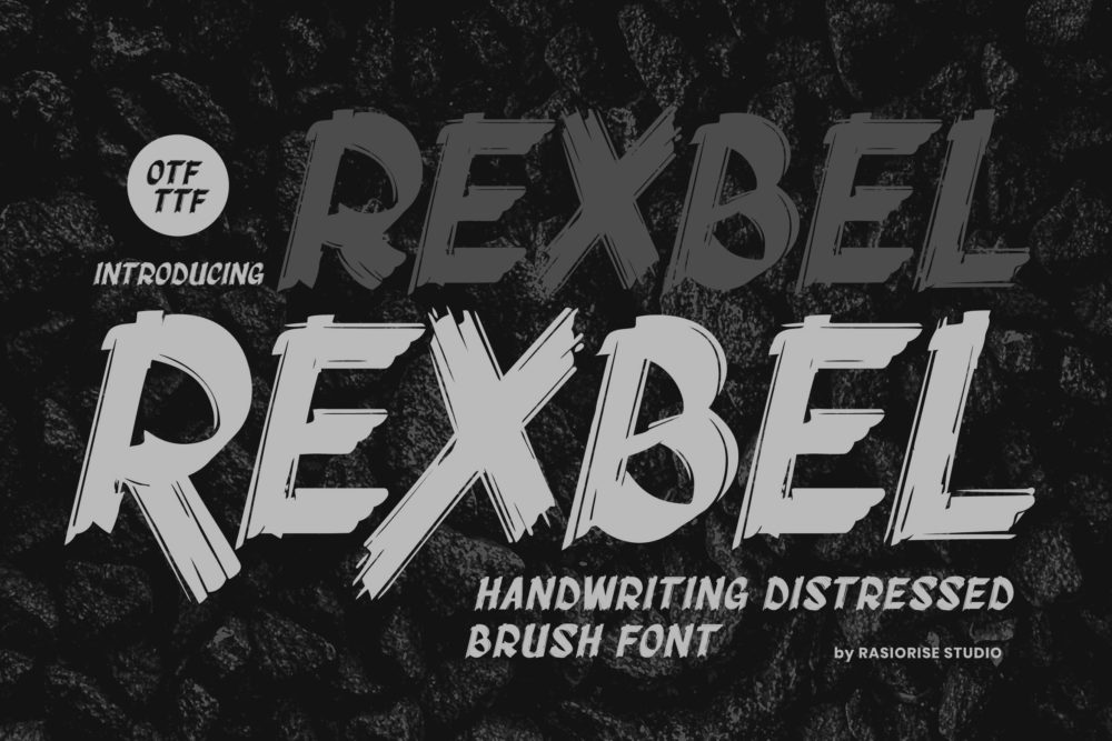 做旧海报封面包装徽标设计装饰英文字体安装包 Rexbel – Rough Brush Font , 第1张