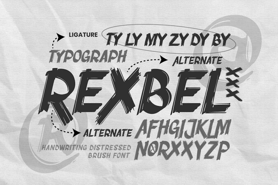 做旧海报封面包装徽标设计装饰英文字体安装包 Rexbel – Rough Brush Font , 第3张