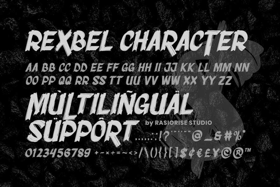 做旧海报封面包装徽标设计装饰英文字体安装包 Rexbel – Rough Brush Font , 第6张