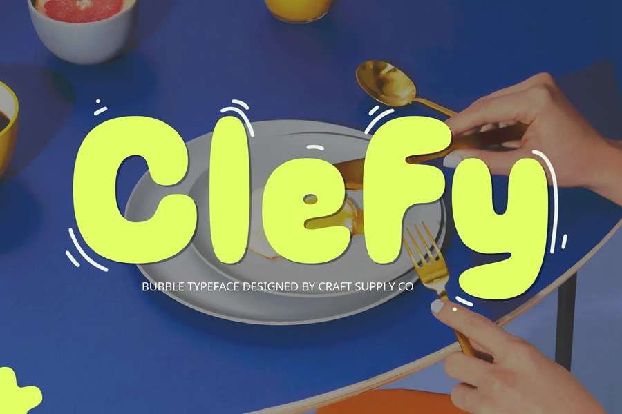 英文字体：复古Y2K趣味圆润迷幻泡泡海报标题排版logo装饰字体 Clefy – Bubble Font , 第1张