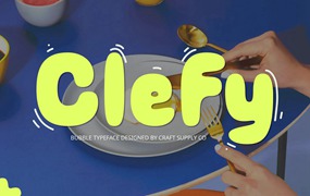 英文字体：复古Y2K趣味圆润迷幻泡泡海报标题排版logo装饰字体 Clefy – Bubble Font