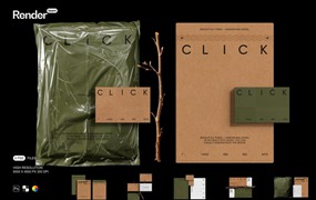 6款质感植物自然品牌VI包装塑料袋纸袋包裹名片卡片文件信封优惠券门票PSD样机套装Brand Identity Mockup Set