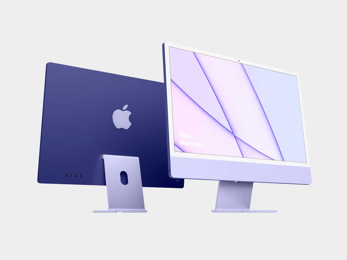 15款简约苹果iMac 24英寸一体机电脑屏幕演示效果图PS贴图样机模板 iMac 24-inch Mockups 样机素材 第4张