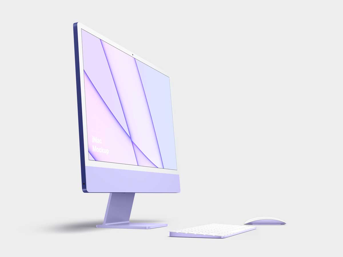 15款简约苹果iMac 24英寸一体机电脑屏幕演示效果图PS贴图样机模板 iMac 24-inch Mockups 样机素材 第9张