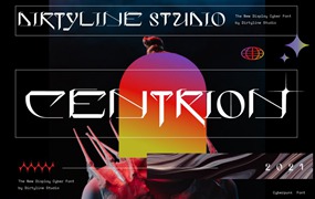 潮流赛博朋克未来派科幻新视觉电影海报杂志排版设计英文字体 Centrion Typeface