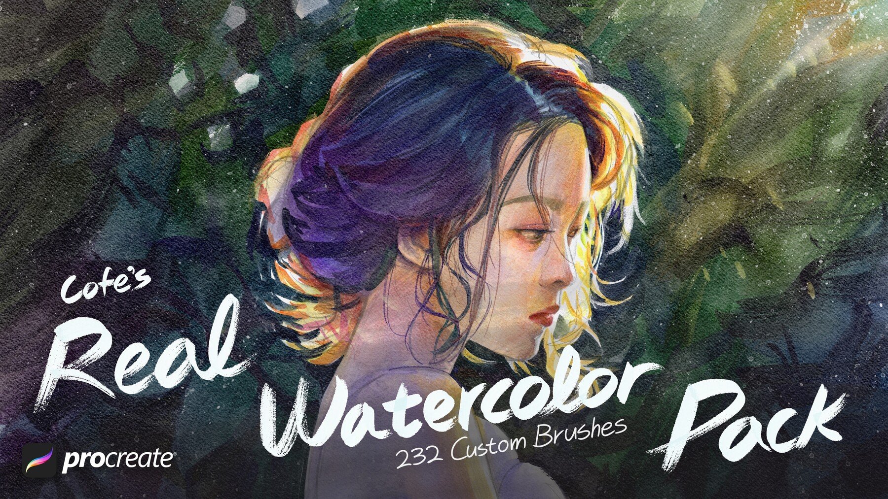 逼真水彩绘画效果笔刷纸张纹理图片调色板Procreate设计素材 COFE’s Real Watercolor Pack for Procreate , 第1张